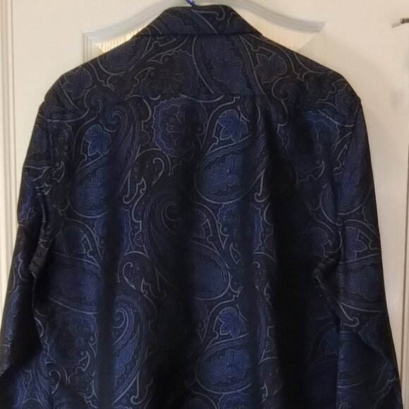Robert Graham Limited Edition Silk Blue Paisley Shirt Size L - Picture 7 of 14